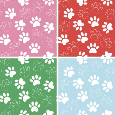 Çok renkli vektör arka pençe baskı ile kümesi. Yinelenen desen ve dokular kumaş, web sayfası arka planı ve kağıt üzerine baskı için kullanılabilir