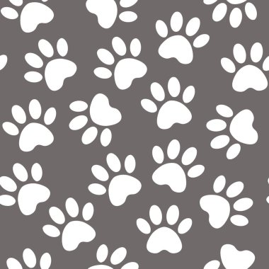 Yazdırma sorunsuz pençe. Vektör çizim hayvan pençe parça desen. zemin siluetleri kedi ya da köpek ayak izi ile.