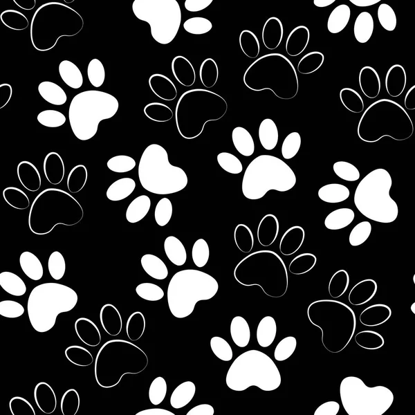 Yazdırma sorunsuz pençe. Vektör çizim hayvan pençe parça desen. zemin siluetleri kedi ya da köpek ayak izi ile.