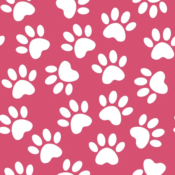 Pfotenabdruck nahtlos. Vektor Illustration Tier Pfote Spur Muster. Hintergrund mit Silhouetten von Katzen- oder Hundefußabdrücken. — Stockvektor