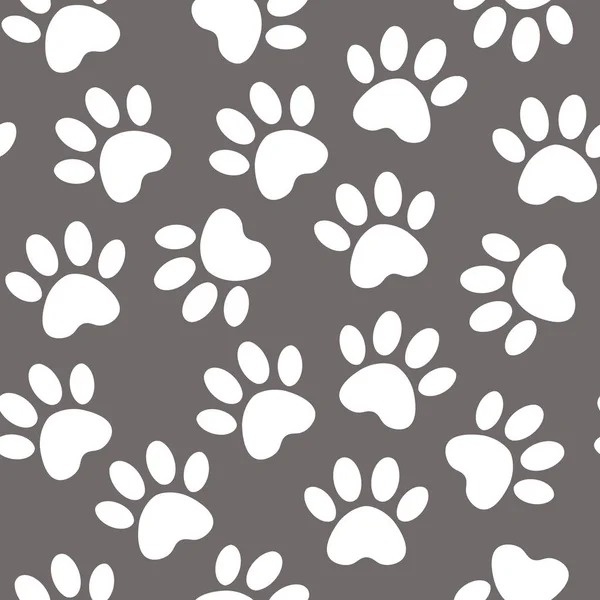 Paw print seamless. Vector illustration animal paw track pattern. backdrop with silhouettes of cat or dog footprint.