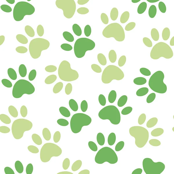 Pençe yeşil baskı sorunsuz. Vektör çizim hayvan pençe parça desen. zemin siluetleri kedi ya da köpek ayak izi ile.