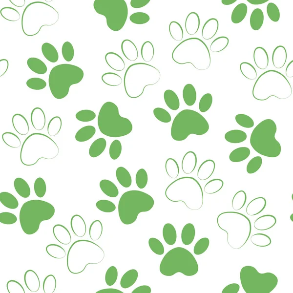 Paw print seamless. Vector illustration animal paw track pattern. backdrop with silhouettes of cat or dog footprint.