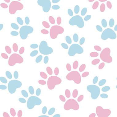 Yazdırma sorunsuz pençe. Vektör çizim hayvan pençe parça desen. zemin siluetleri kedi ya da köpek ayak izi ile.