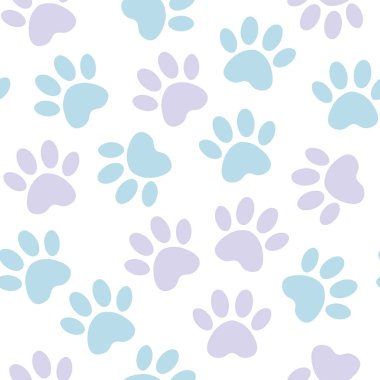 Yazdırma sorunsuz pençe. Vektör çizim hayvan pençe parça desen. zemin siluetleri kedi ya da köpek ayak izi ile.