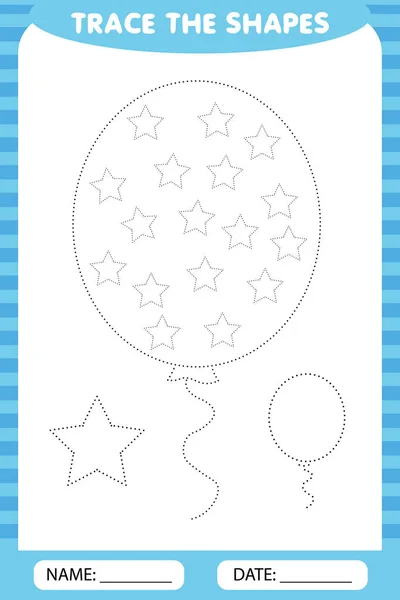 kontur etrafında şeklin yıldız daire. bir balon yıldızlar, çocuklar için eğitim, çizim görevleri