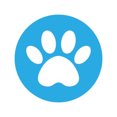 Mavi daireiçinde köpeğin pisti. daire içinde kedi ve köpek pençe baskı