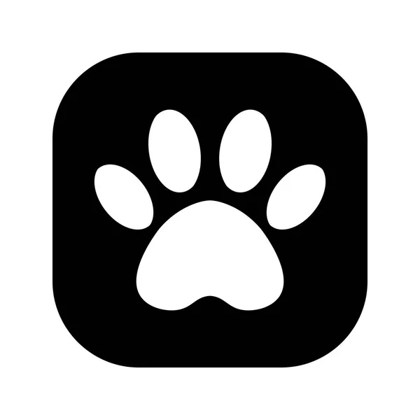 La piste du chien dans le carré noir. empreinte de patte de chat et chien à l'intérieur carré — Image vectorielle