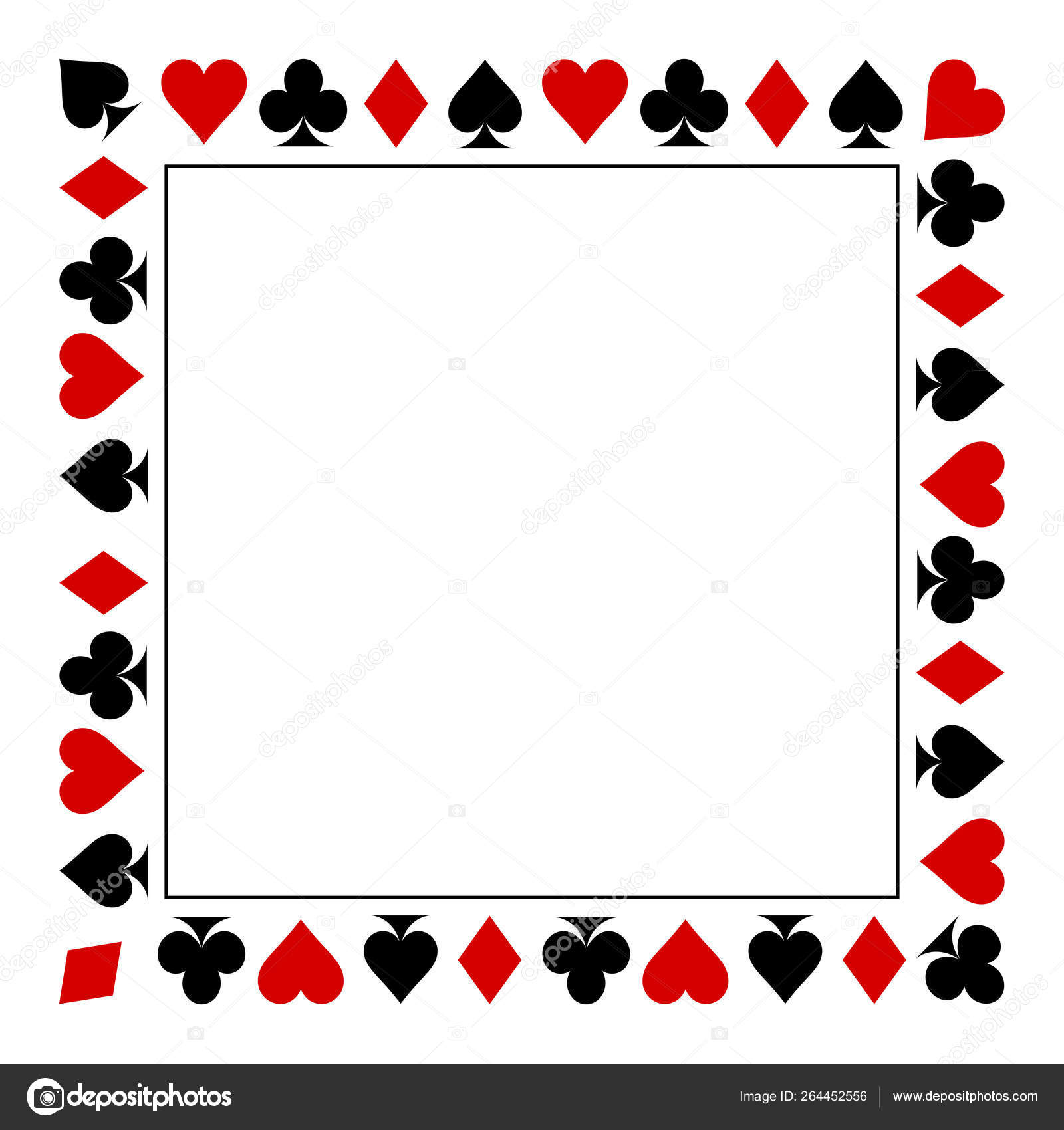 Frame of card suits. playing card suits isolated on white background