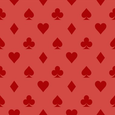 Kart simgesi kırmızı desen duvar kağıdı vektör arka plan. Kart kusursuz desen uygun. Vektör çizimi