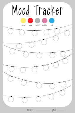 Bir ay boyunca ruh hali günlüğü. ruh hali izci takvimi. duygusal daire durumunu takip etmek