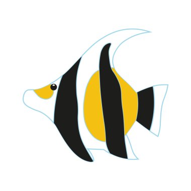 vektör egzotik siyah ve sarı balık. çocuklar için okyanus balık illüstrasyon