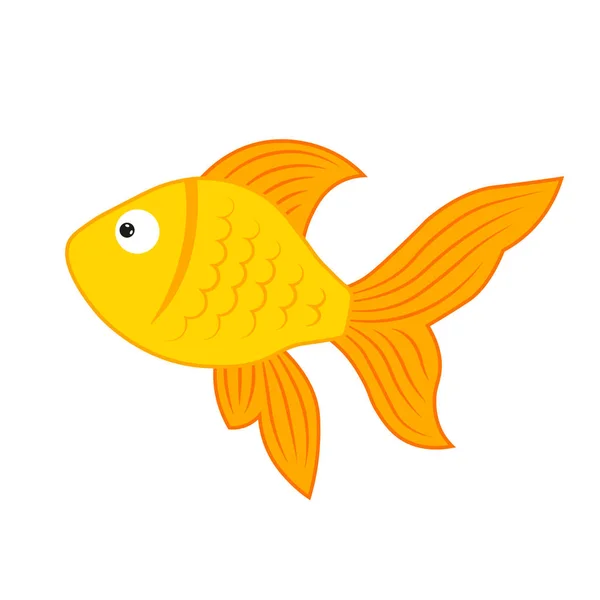 Простая векторная иллюстрация жёлтой рыбы для детей. аквариум маленький мультфильм милая золотая рыбка — стоковый вектор