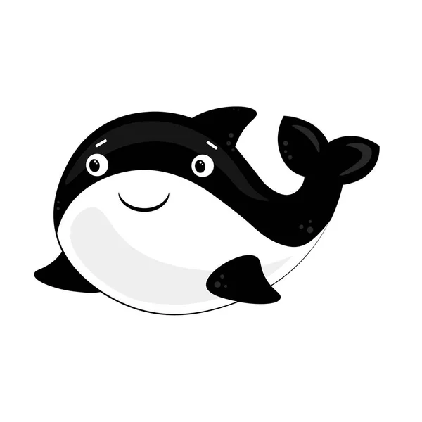 해양 생물의 오카 만화. 여름. 동물 만화 벡터 디자인입니다. 아기를위한 범고래귀여운 프린트 — 스톡 벡터