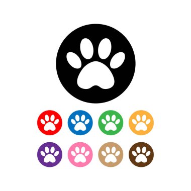 Köpeğin çemberdeki izi. daire içinde kedi ve köpek pençe baskı seti