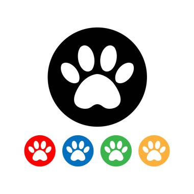 Köpeğin çemberdeki izi. daire içinde kedi ve köpek pençe baskı seti