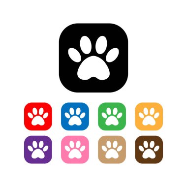 Meydandaki köpeğin pisti. kare içinde kedi ve köpek pençe baskı seti