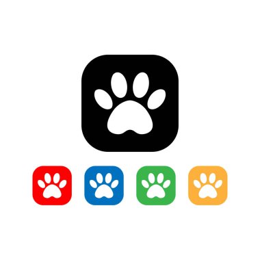 Meydandaki köpeğin pisti. kare içinde kedi ve köpek pençe baskı seti