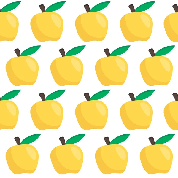 귀여운 사과 무늬. 노란색 사과 가을 패턴원활한 벡터 패턴. — 스톡 벡터
