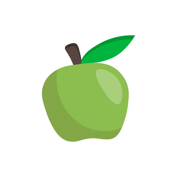 Vector green apple illustration isolated on white background. Simple fruit flat icon — Stock Vector