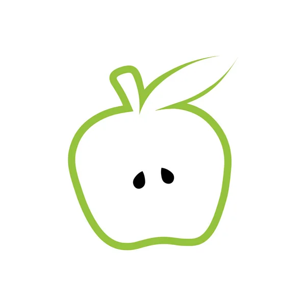 녹색 사과 벡터 윤곽선 아이콘입니다. 현대 최소한의 평면 디자인 스타일입니다. 애플 로고의 일러스트 흑백. — 스톡 벡터