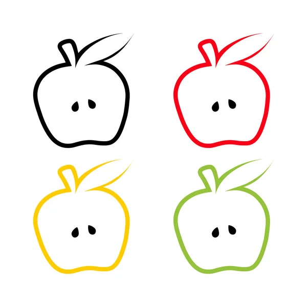 Stel contour Apple illustratie geïsoleerd op witte achtergrond. collectie eenvoudig fruit plat pictogram — Stockvector