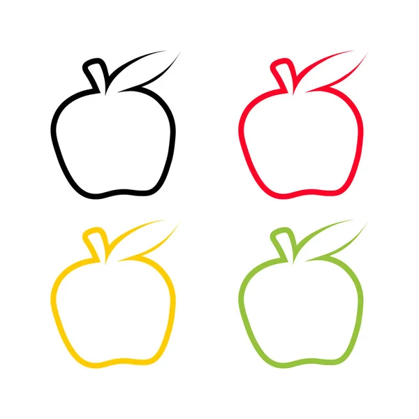 Stel contour Apple illustratie geïsoleerd op witte achtergrond. collectie eenvoudig fruit plat pictogram — Stockvector