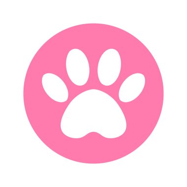 Pembe daire içinde köpeğin pisti. daire içinde kedi ve köpek pençe baskı