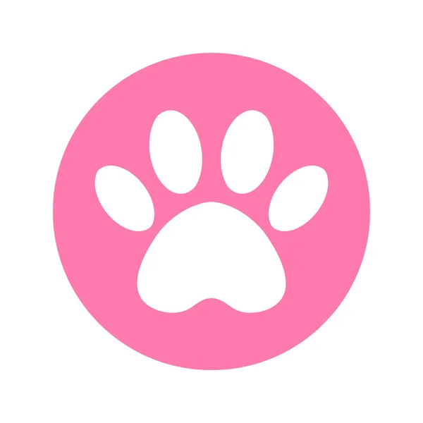 La traccia del cane nel cerchio rosa. stampa zampe gatto e cane all'interno cerchio — Vettoriale Stock