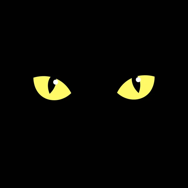 Ojo de gato de un gato negro. ojos de un gato amarillo en la oscuridad. Ilustración vectorial — Archivo Imágenes Vectoriales