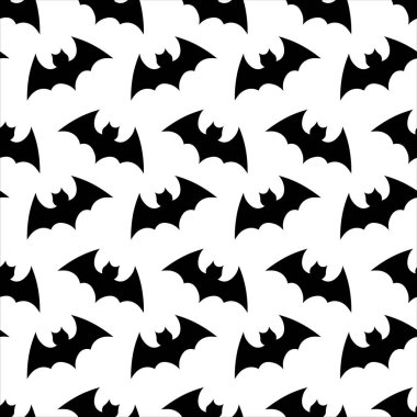 Cadılar Bayramı uçan yarasası. Halloween vektör dikişsiz desen duvar kağıdı arka plan. yarasa silueti. Kusursuz desen. Cadılar Bayramı arka plan.