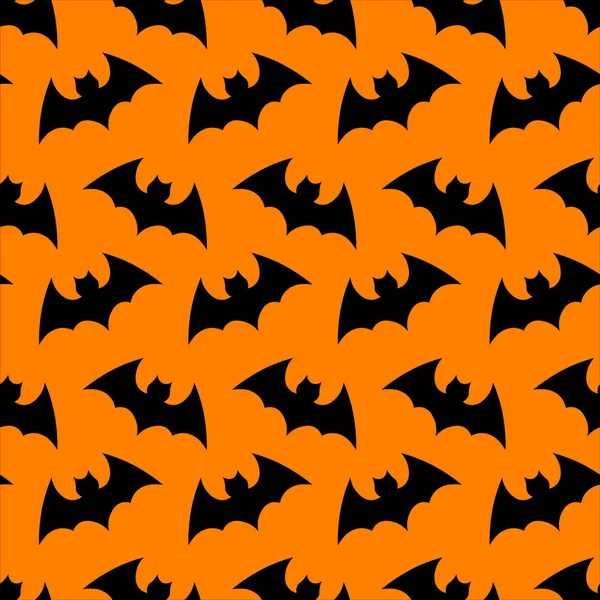 Murciélago volador. Halloween vector naranja patrón sin costuras fondo de pantalla. silueta de murciélagos. Patrón sin costuras. Fondo de Halloween . — Archivo Imágenes Vectoriales