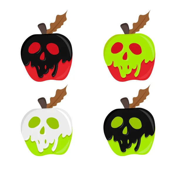 Manzana con veneno. vector de manzana venenosa. manzana mágica ilustración. forma cráneo recubierto de manzana roja. concepto de Halloween . — Archivo Imágenes Vectoriales