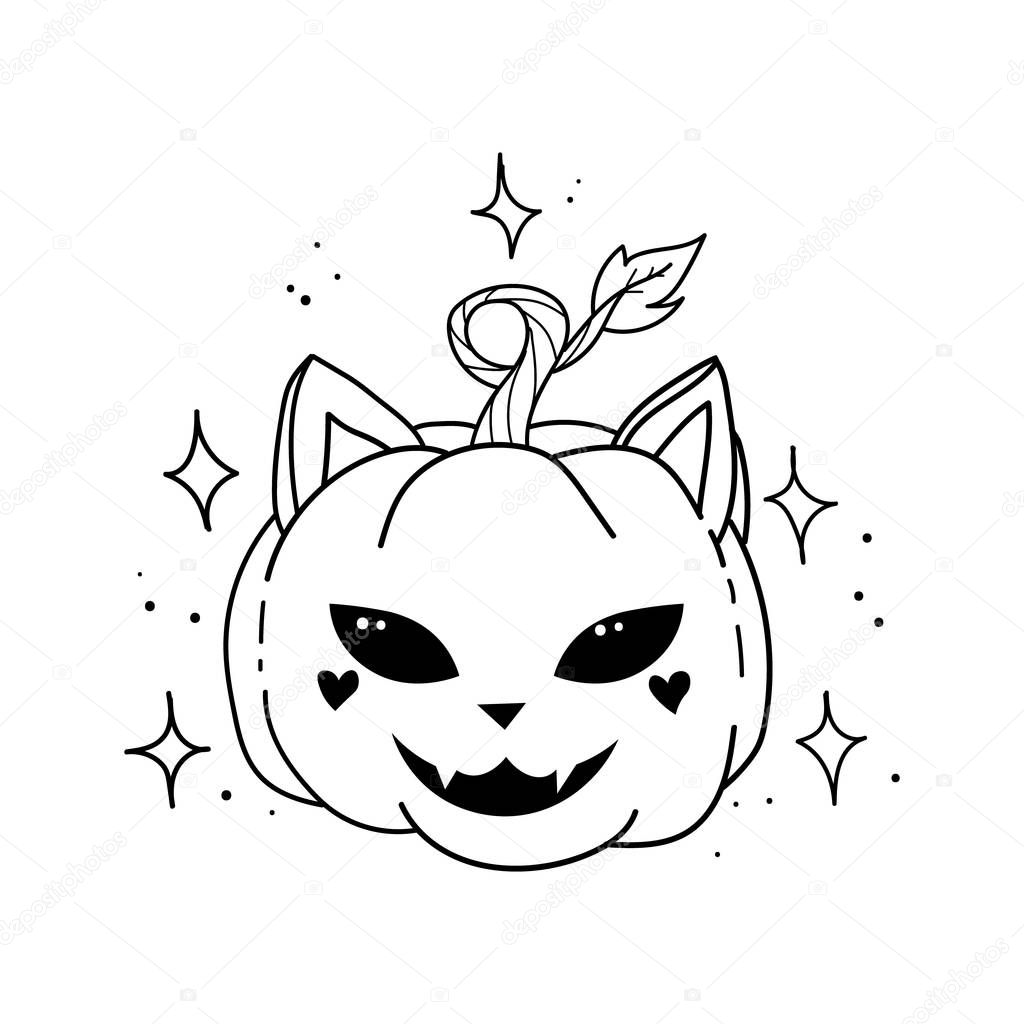 Cat Head And Face Carved On A Pumpkin Drawing Vector Smiling Pumpkins Cat Magic Cat Pumpkin Happy Halloween Premium Vector In Adobe Illustrator Ai Ai Format Encapsulated Postscript Eps Eps Format