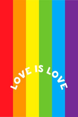 Aşk gökkuşağı gurur bayrağına yazılmış bir aşk yazısıdır. Vektör Lgbt hakları kavramı. Modern poster, kart tasarımı