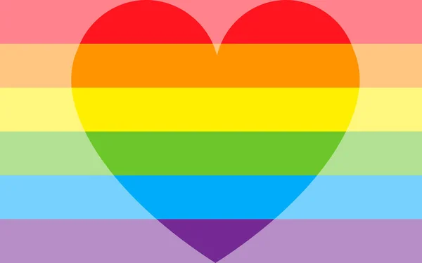 Vector Illustration lgbt bandera del orgullo gay con un corazón. Concepto de amor homosexual. Corazón con seis rayas de arco iris. Bandera de orgullo gay y bandera de orgullo LGBT. emblema de amor homosexual . — Archivo Imágenes Vectoriales