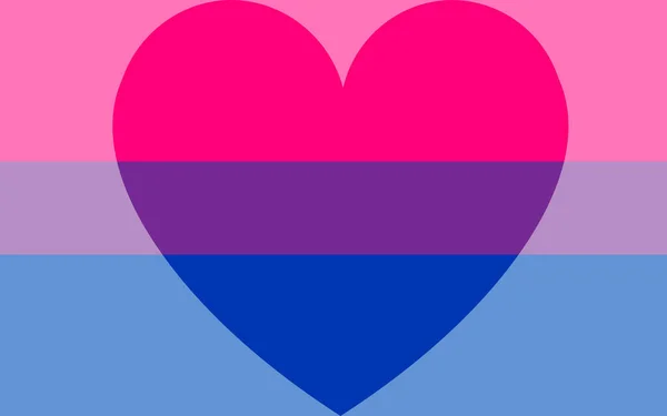 Ilustración vectorial lgbt bisexual flag with a heart. concepto de amor bisexual. bandera de orgullo y bandera de orgullo LGBT. emblema de amor homosexual . — Archivo Imágenes Vectoriales