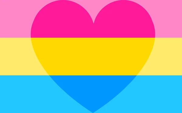 Ilustración vectorial bandera lgbt pansexual con corazón. concepto de amor pansexual. Bandera del orgullo LGBT . — Archivo Imágenes Vectoriales