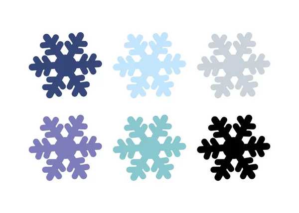 Schneeflocke Winter gesetzt isoliert auf weißem Hintergrund. Schneeflocken Vektorsilhouette. Weihnachten Design dekoratives Element — Stockvektor