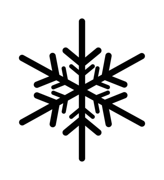 Vektorillustration. Schneeflockensymbol isoliert auf weiß. Weihnachten Winterurlaub. dekoratives Gestaltungselement. schwarze Silhouette Schneeflocke Zeichen. Symbol für Winter, Frost, Neujahr . — Stockvektor