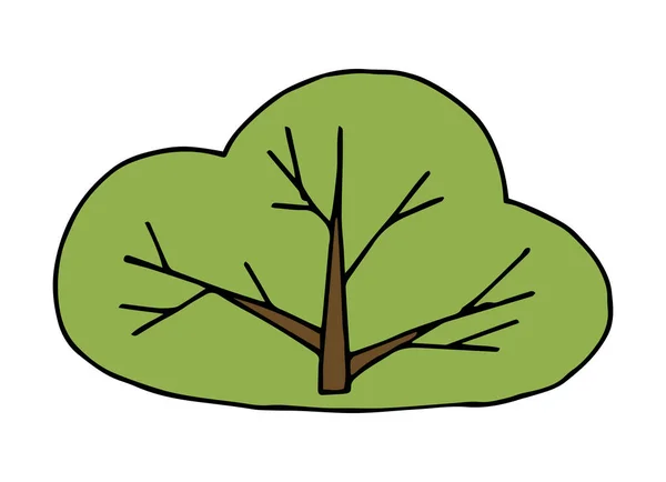 Dessin vectoriel buisson vert. Illustration simple pour enfants. Bush mignon avec des branches — Image vectorielle