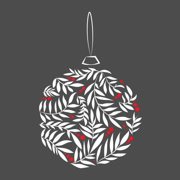 벡터 패션 메리 크리스마스와 나뭇잎으로 된 새해 공놀이. 크리스마스 앨범이야. 크리스마스 카드, 포스터, 파티 초대등을 위한 간단 한 Xmas 디자인의 스타일. — 스톡 벡터
