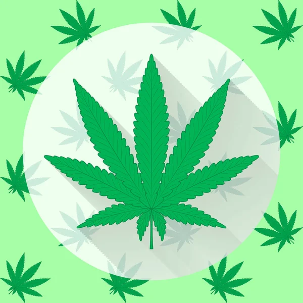 Platte cannabis pictogram op een patroon achtergrond — Stockvector
