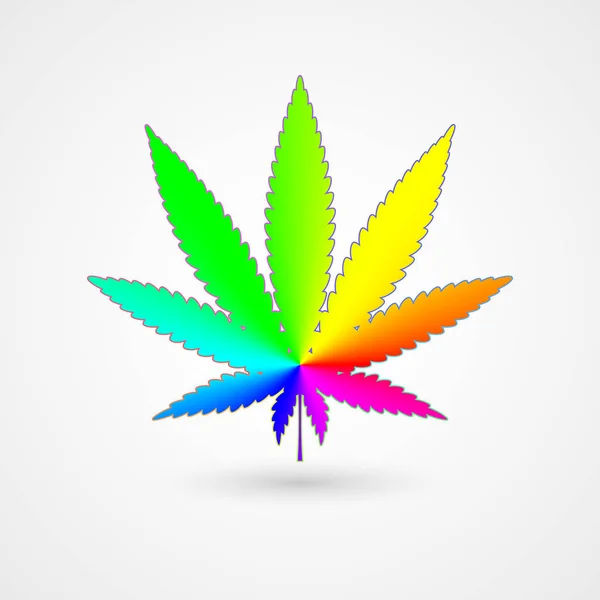 Hoja de cannabis aislada en color iridiscente — Vector de stock