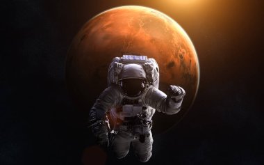 Astronot Mars arka plan üzerinde