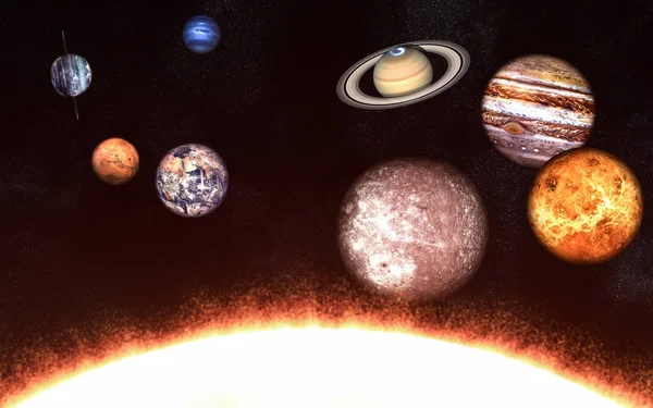 Bolygók a Naprendszer, a növekvõ elemek a kép egyik oldalán vannak berendezve, a Nasa — Stock Fotó