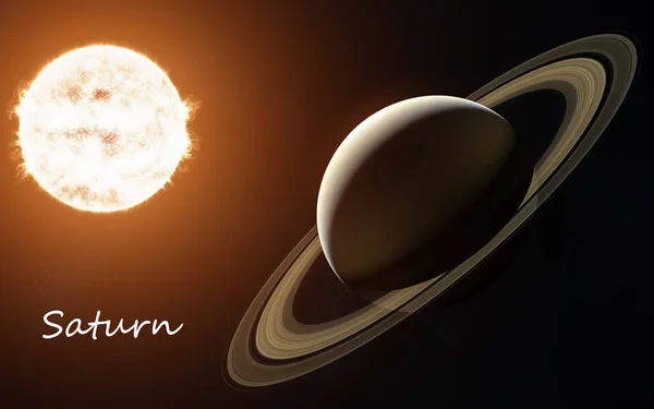 Сатурн на фоне Солнца. Солнечная система. Абстрактная научная фантастика. Элементы изображения предоставлены НАСА — стоковое фото