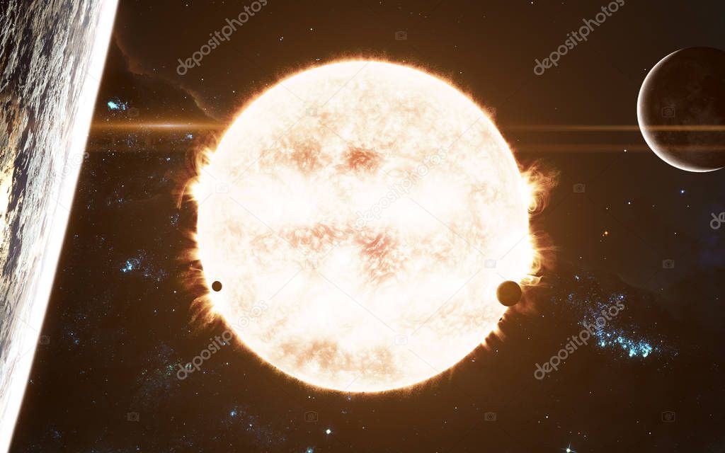 The sun. Red star of the solar system. Science fiction art. Elements of the image were furnished by NASA