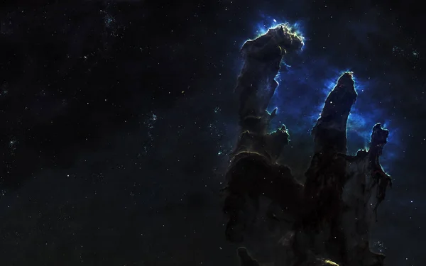 Säulen der Schöpfung, Nebel, Sternhaufen. schöne Weltraumlandschaft. Science Fiction Kunst. Elemente des Bildes wurden von der nasa — Stockfoto