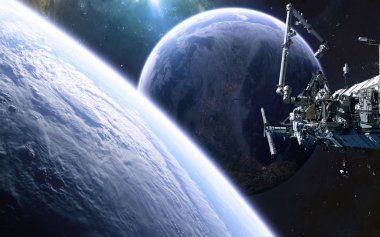 Iskan edilmiş gezegen, uzayın derinliklerindeki uzay istasyonu. Bilim kurgu